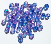 50 6mm Faceted Tri Tone Pink, Blue, & Violet AB Beads